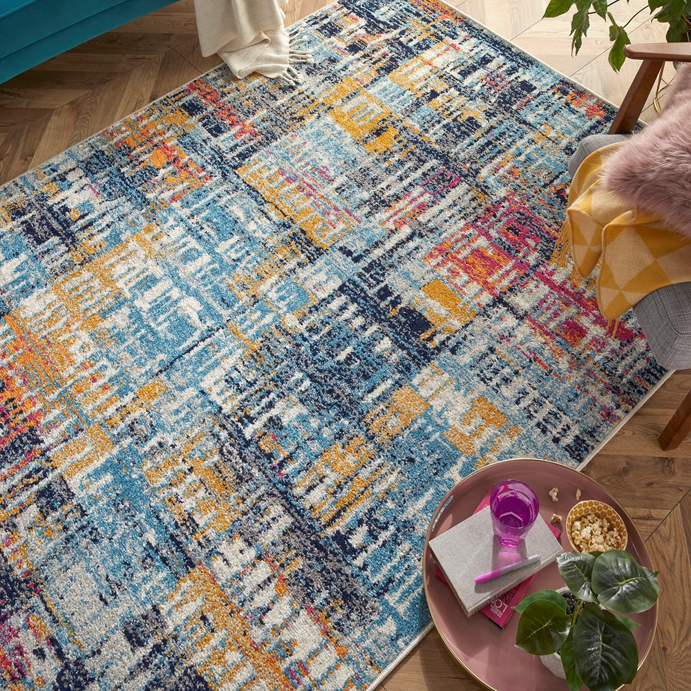 Gilbert 4152 Q Distressed Abstract Rugs in Multi